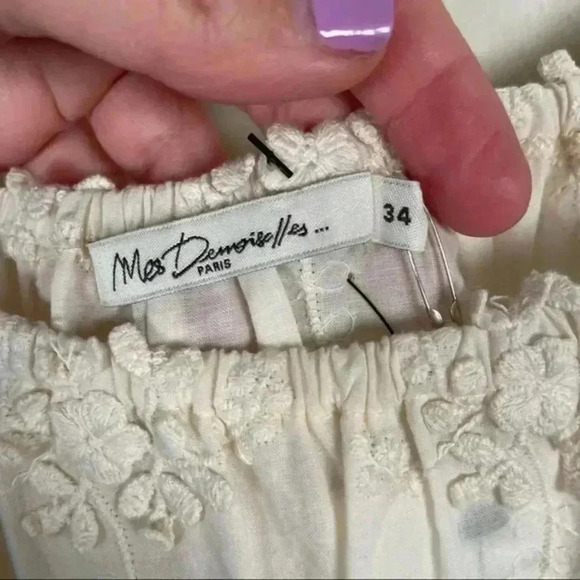 Mes Demoiselles Ivory Floral Embroidered Poplin Top - Picture 7 of 11